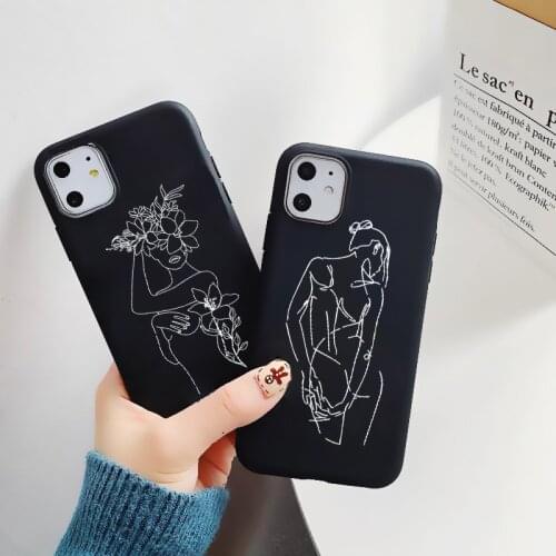 Elegant Beauty Curved Line Phone Cover For iPhone 12 Mini 11 Pro X XS XR Max 7 8 7 Plus 8 Plus 6S SE20 Soft Silicone Case Fundas