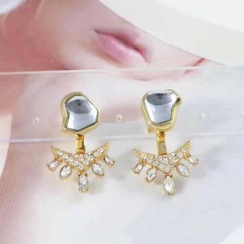 European and American jewelry wholesale luxury shining irregular gem fan-shaped detachable suspension earrings