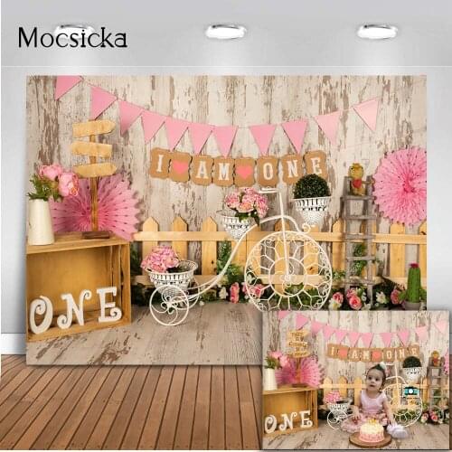 Cake Smash 1st Birthday Cake Banner Backdrop for Photography Newborn Baby Kids Spring Photo Shoot for Photographic Studio