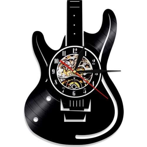 Guitar Vinyl Record Wall Clock LED Luminous Wall Clocks Modern Design Music Watch Musical Instruments Gift For Music Lover reloj
