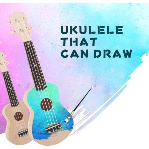 Hot Portable Size 21 Inch Ukulele DIY Kit Hawaii Guitar Handwork Painting Wooden Music Toys Musical Instruments Toy For Kids