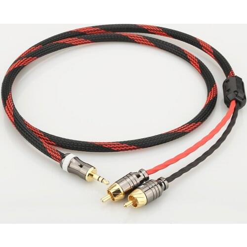 Hifi Canare 3.5mm to 2RCA Audio Cable PC Mobilephone Amplifier Interconnect High Quality 3.5 Jack to RCA Cable
