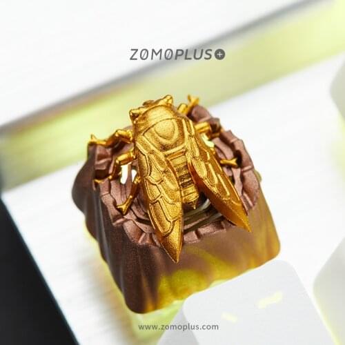 ZOMO Key cap mechanical keyboards keycap personality design,Animal modeling Golden Cicada Cherry MX axis aluminum alloy keycaps