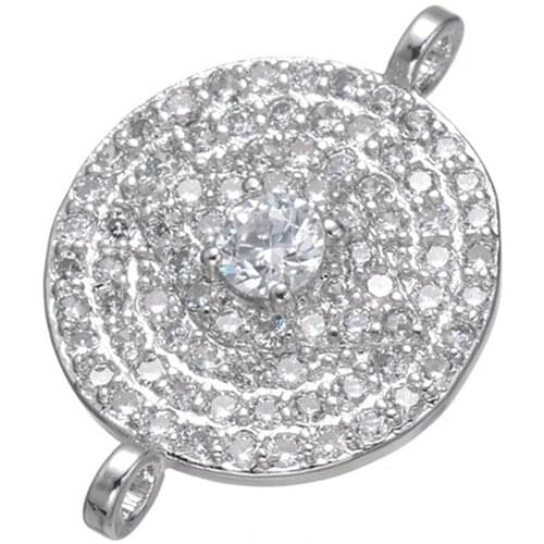 Nice Pendant Turkish Fitting Rose Gold Plated Luxury Zircon Crystal Jewelry Findings & Components Round Connectors