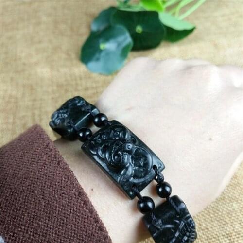 Fashion Chinses Natural Black Green Jadeite Jade Manual Sculpture Adjustable Scorpion Centipede Spider Toad Bracelet