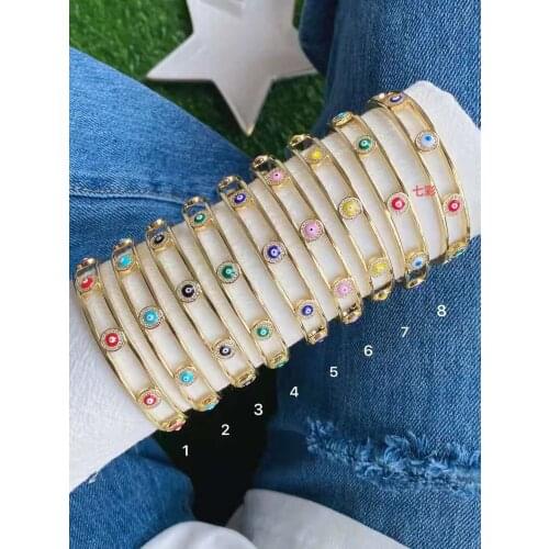 Fashion Trendy Zircon bangle bracelet cuff jewelry Multi color Angels eye Enamel Bangle Bracelet For Women