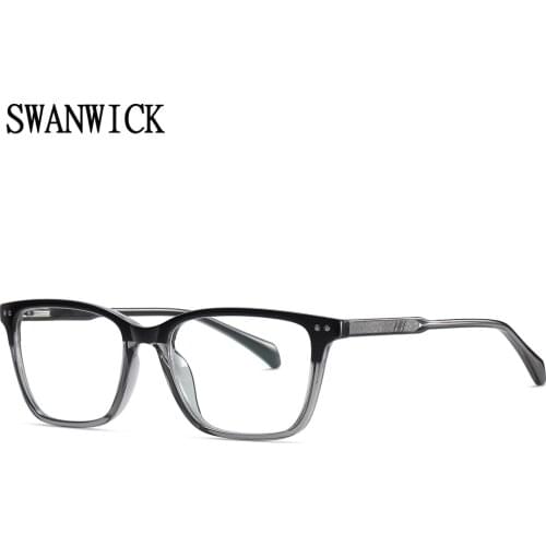 Swanwick anti blue light glasses square male TR90 optical glasses frame clear lenses female acetate blue brown high quality