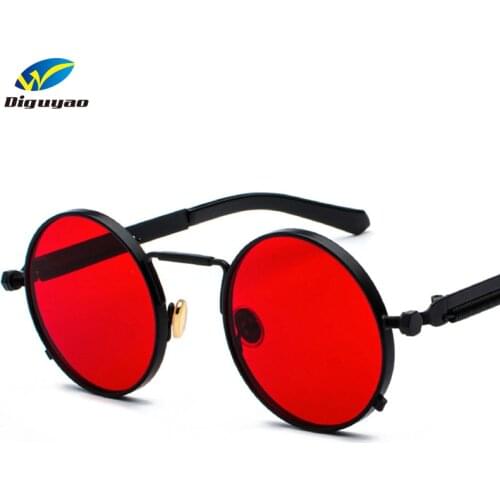 Oculos de sol feminino 2020 Women Red glasses Round Steampunk Metal Springs Polarized retro Sunglasses men uv400 high quality