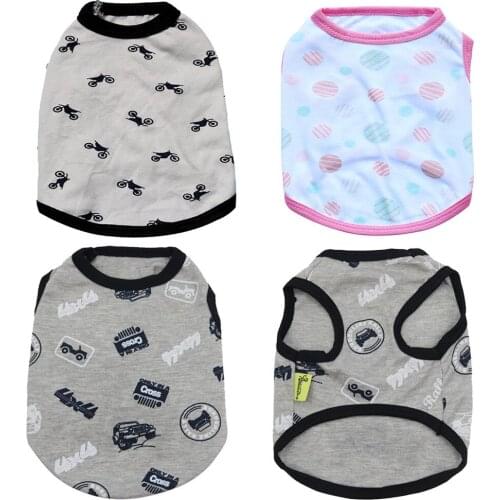 Pet Puppy Dog Clothes Summer New Cute Sports Style Printed Pattern Motorcycle Watermelon Ball Vest T-shirt Short-sleeved Shirt