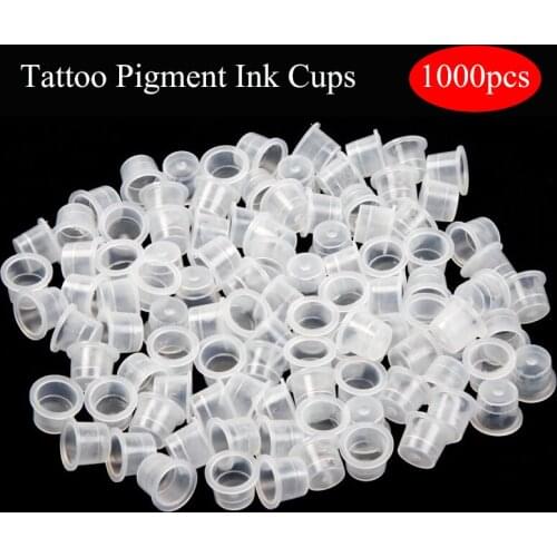 1000pcs Disposable Tattoo Ink Caps Transparent Pigment Cups Plastic Tattoo Supplies Accessories Holder Container Small Size