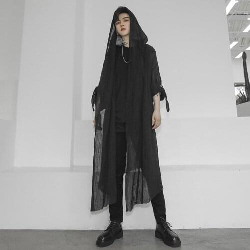 Wholesale Summer Long Hooded Pressed Linen Shirts For Men And Women Fashion Brand INS Hair Stylist Loose Shirts