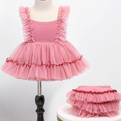 2pcs/set 1-6 Years Tutu Dress Soft Yarn Children Dress Birthday Gift Baby Pettiskirt Suspender Princess Dress Party Dress KF514