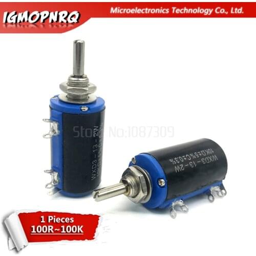 1pcs WXD3-13-2W 100r 200r 220r 470r 680r 1K 2.2K 3.3K 4.7K 5.6K 6.8K 10K 22K 33K 47K 100K Ohm WXD3-13 2W Potentiometer with nut