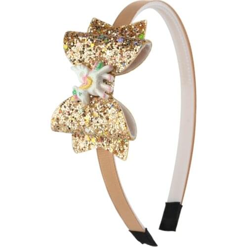 12pcs/set Girls Unicorn Headbands Children Glitter Hairbands Sequins Horse Shiny 3 Inch Hairbow Head Hoop Kids Fashion Head Wear