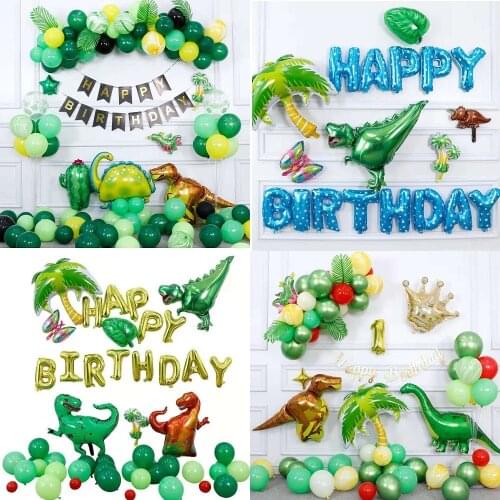Safari dinosaur theme baby happy birthday party decoration big aluminum foil dinosaur balloon baby shower decoration