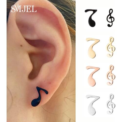 Romantic Hobby Musical Note Earrings Asymmetriy Stainless Steel MusicInstrument Guitar Earring Jewelry For Women Girl Party Gift