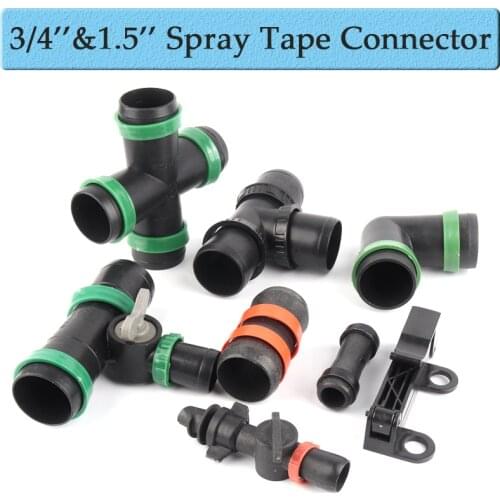 3/4"Φ20mm 1.5''Φ40mm Spray Tape Connectors Micro Irrigation Thin-Soft Tube Straight Elbow Joints Agriculture Watering Fittings
