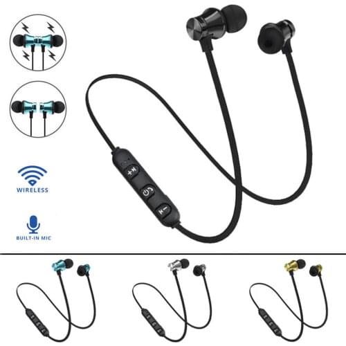 Bluetooth Earphone Sports Neckband Magnetic Wireless Headset Stereo Earbuds Music Metal Headphones With Mic For All Phones