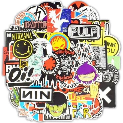 Sticker for Wall Decor Bedroom Mirror Rock Anime Wall Stickers for Refrigerator Decoration Mural Music Children Sticker 100 PCS