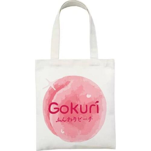 Peach Cartoon Pattern Shopping Bag Reusable Handbag Eco Shopper Grocery Bag Bolsas Reutilizables Fabric Sac Cabas Tote