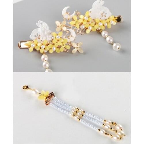 Creative Retro Chinese Style Flower Hair Clip for Hanfu Cosplay Accessories Tassel Hair Decor Hairpin for Women Girl Gift