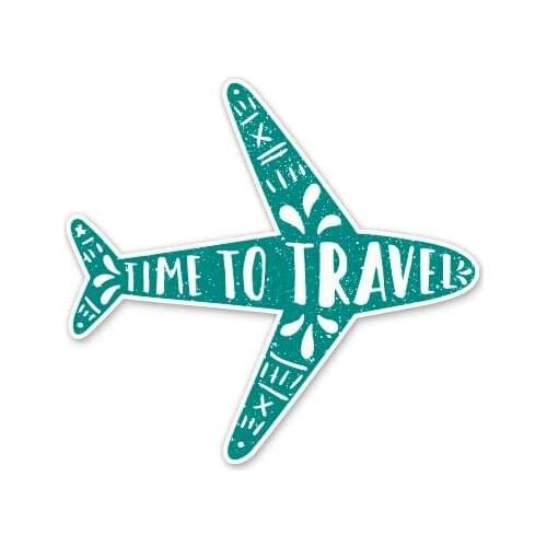 Time to Travel Cute Airplane - Vinyl Sticker Waterproof Decal