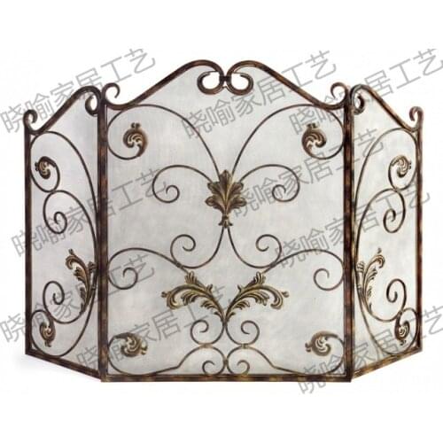 High-grade, wrought iron floor mantel Wai flameproof enclosure fire screen1106