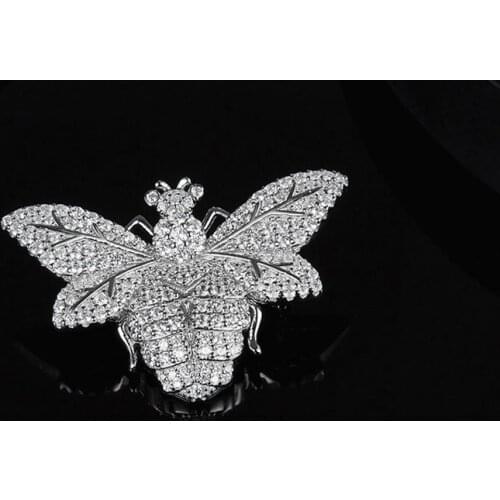 SLJELY High Quality 925 Sterling Silver Wasp Brooch Pin Micro Full Cubic Zirconia Stones Bee Fashion Brooch Women Jewelry