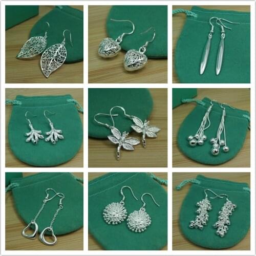 925 Silver Heart Round Star Flower Dragonfly Drop Earrings For Women Wedding Exquisite Fashion Jewelry Gift