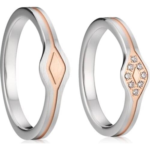 1 Pair vintage flower wedding engagement rings rose gold plated Marriage Love Alliance proposal promise ring for couples