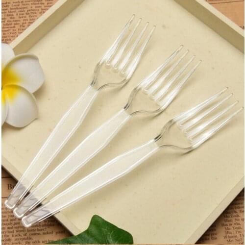 100PCs disposable fork cake fork cake fork fruit fork dessert fork Western food plastic snack fork