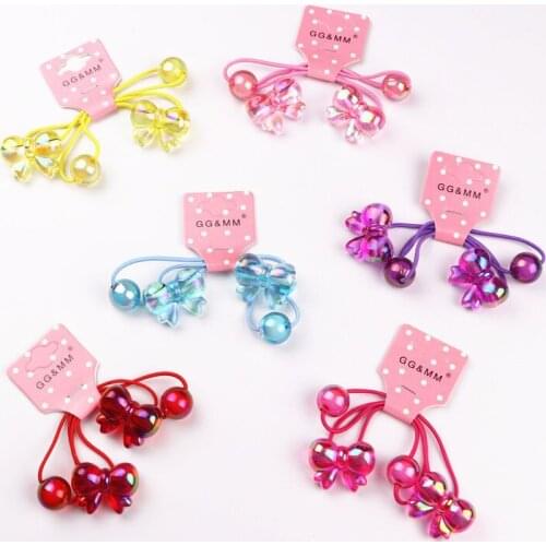2PCS Creative New Cute Acrylic Butterfly Ball Hair Circle Elastic Hair Bands Handmade Women Barrette Girls Hair Accessories