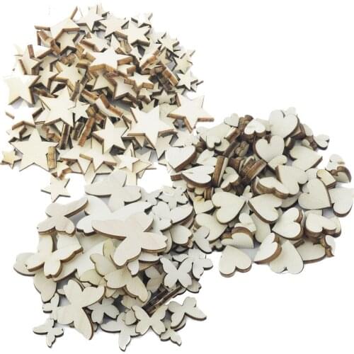250 Pieces Assorted Size Natural Wood Multi Style Chic Craft Scrapbooking
