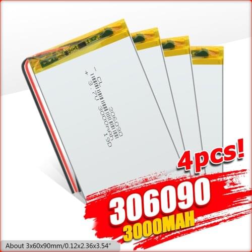 3.7V 3000mAh 306090 Li-ion Lipo Battery Rechargeable Universal Backup Power Replacement Battery For 7 Inch Tablet PC MP4 GPS PSP