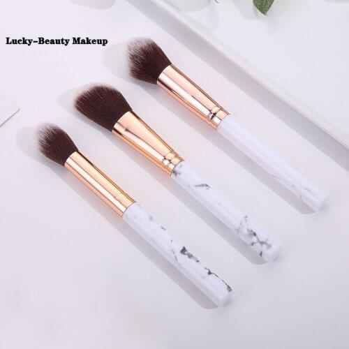 3Pcs Marble Pen Makeup Brush Powder Foundation Brush Soft Red Honey Powder Cosmetic Powder High Gloss Powder Brush Tools
