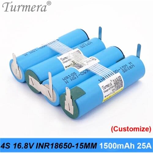 4s 16.8v 14.4v pack 18650 battery 1500mah inr18650-15mm 25a soldering battery for screwdriver tool battery customized