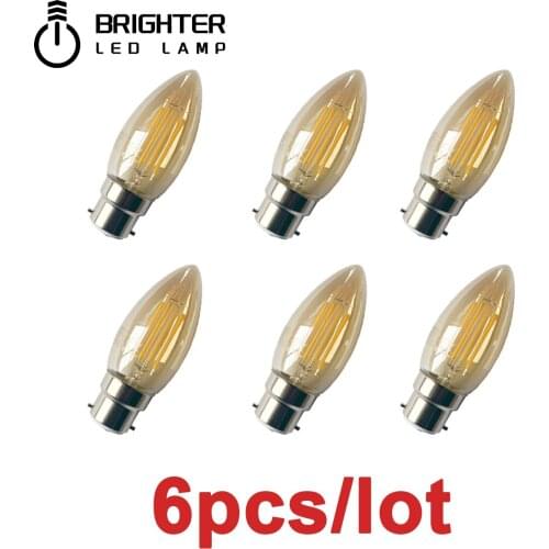 6pcs/Lot Filament Bulb C35 4W Retro Edison Bulb B22 Bombillas 220V-240V Vintage Lamp 2700K Home Decoration