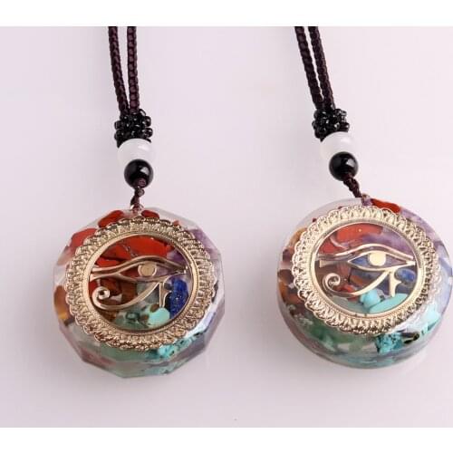 6pcs Horse Of Eyes Orgonite Pendant Necklace Natural Crystal Energy Stone Pendant Jewelry Fortune Pendulum Amulet For Women