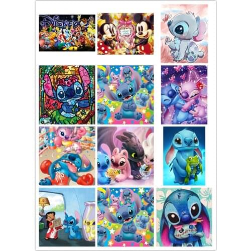 Diy 5d Diamond Painting New Arrives Cartoon Cross Stitch Lilo & Stitch Diamond Embroidery Picture Anime Mosaic Kids Decor Gift