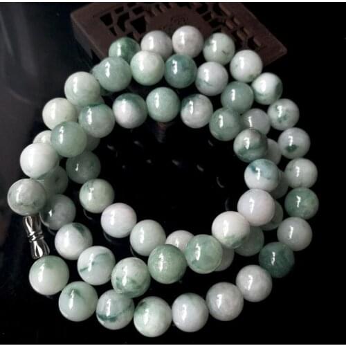 Wonderful 8-10mm Green 100% Natural A JADE Jadeite Bead beads Necklace 20 inches long