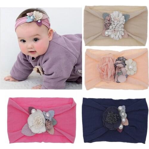 Baby heaband Turban Hair Bands for Girls headbands Nylon Elastic Headband flowerSoft Bowknot Headwrap Children Hair Accessories