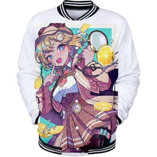 HOLOLIVE VTuber Watson Amelia 3D autumn winter Holiday Men/Women casual Baseball Uniform Streetwear Kawaii Style sweatshirt