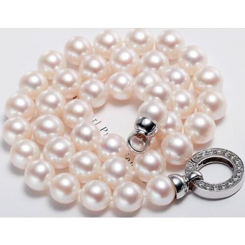 Classic 10-11mm 1round white pearl necklace 18inch 36"