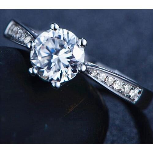 Classic 9K White Gold Ring Trendy Moissanite jewelry 1ct 2ct 3ct Round Cut 6 claws Wedding Engagement Anniversary Ring
