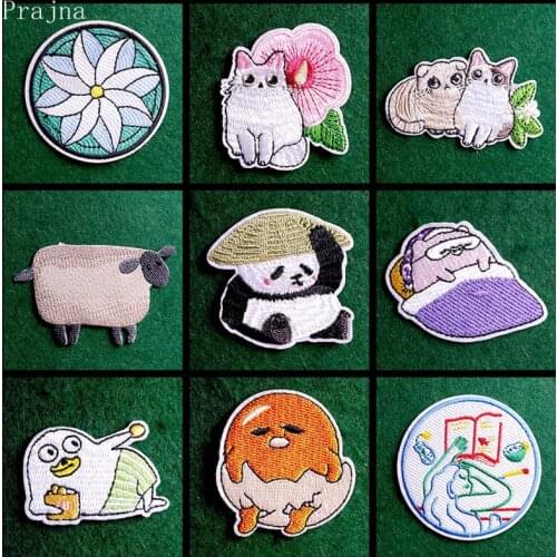 2Pcs Cartoon Animal Applique Embroidered Patches For Kids Clothing Stickers Cute Cat Patch Iron On Patches On Clothes DIY Badges