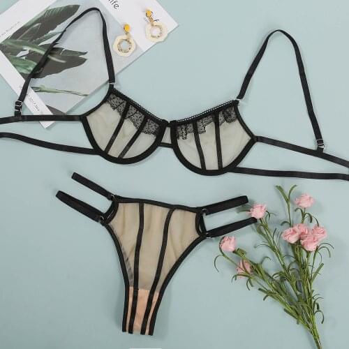 Underwear Set Sexy Lingerie Womens Underwear Set Transparent Strip Sensual Lingerie Women Lace Bra Erotic Costumes