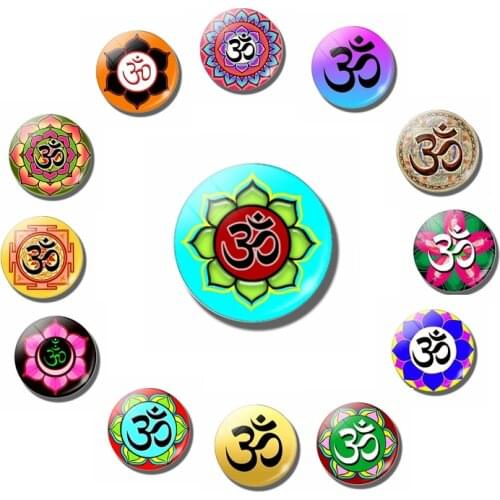 Hinduism Om Symbol Yoga Pattern Fridge Magnet Glass Dome Feature Om Symbol Message Board Sticker Meditation Reiki Sign HomeDecor