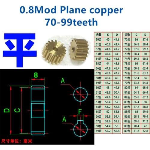 1pc Plane copper 0.8 mod 90t 91t 92t 93t 94t 95t 96t 97t 98t 99t teeth copper gear