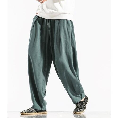 Male Casual Pants Large Size 5Xl New Mens Solid Color Harem Pants Harajuku Style Men Loose Ankle-Length Trousers Streetwear