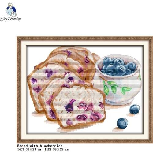 Bread and Blueberry Counted Cross Stitch Kits Pattern Aida 11CT 14CT Printed Stamped Fabric Needle Set DIY Embroidery Home Decor